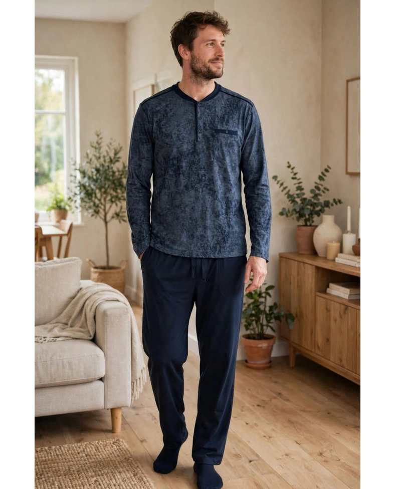 Çift Kaplan 8200 Uzun Kol Erkek Patlı Pijama Takımı