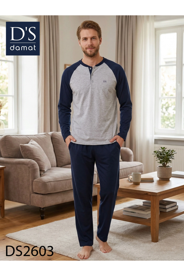 D's Damat 2603 Erkek Mavenck Uzun Kol Pijama Takımı
