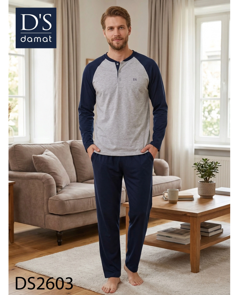 D's Damat 2603 Erkek Mavenck Uzun Kol Pijama Takımı