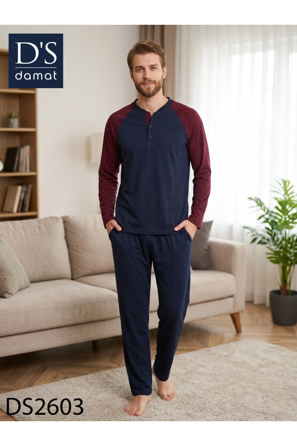 D's Damat 2603 Erkek Mavenck Uzun Kol Pijama Takımı
