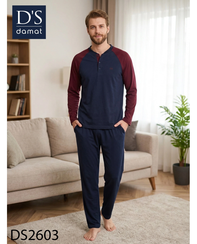 D's Damat 2603 Erkek Mavenck Uzun Kol Pijama Takımı
