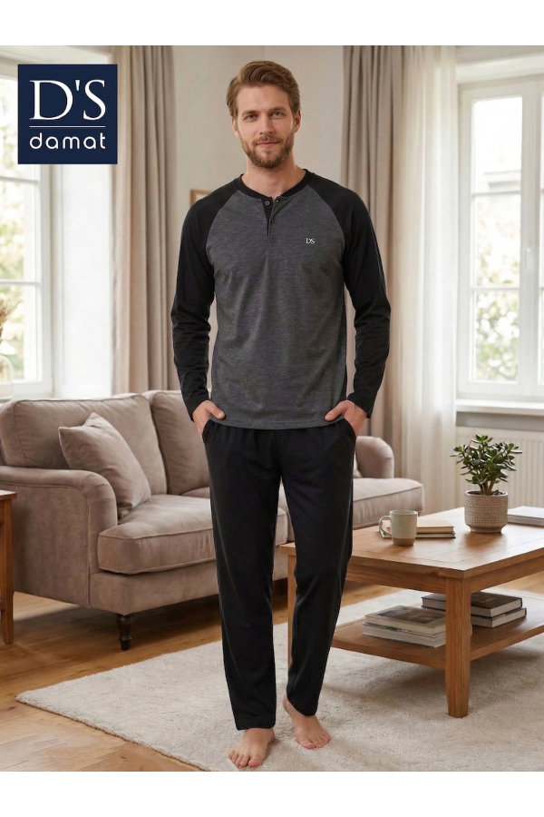 D's Damat 2603 Erkek Mavenck Uzun Kol Pijama Takımı
