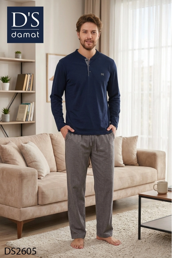 D's Damat 2605 Erkek Royal Uzun Kol Pijama Takımı