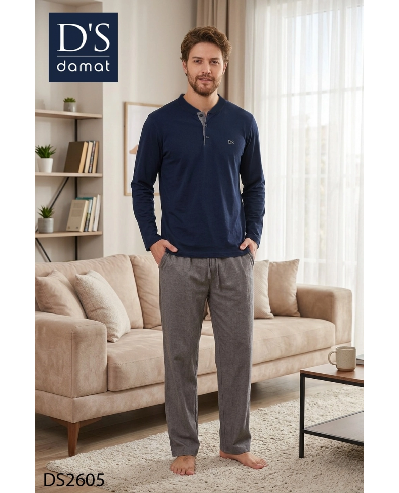 D's Damat 2605 Erkek Royal Uzun Kol Pijama Takımı