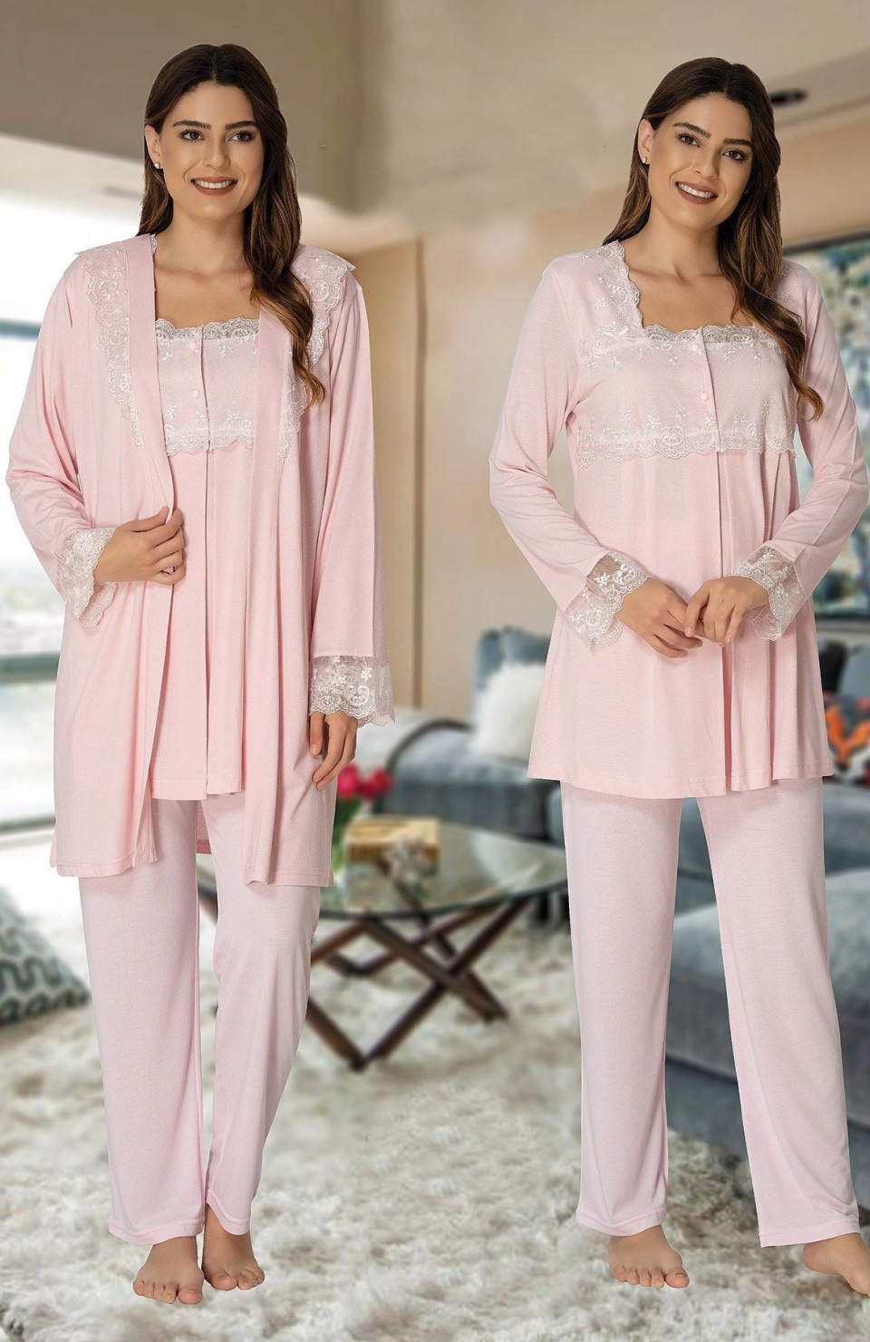 Effortt 2401  Sabahlıklı Lohusa Pijama Takımı