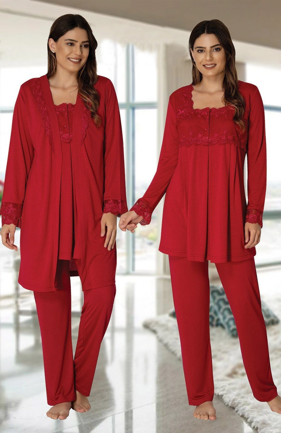 Effortt 2401  Sabahlıklı Lohusa Pijama Takımı