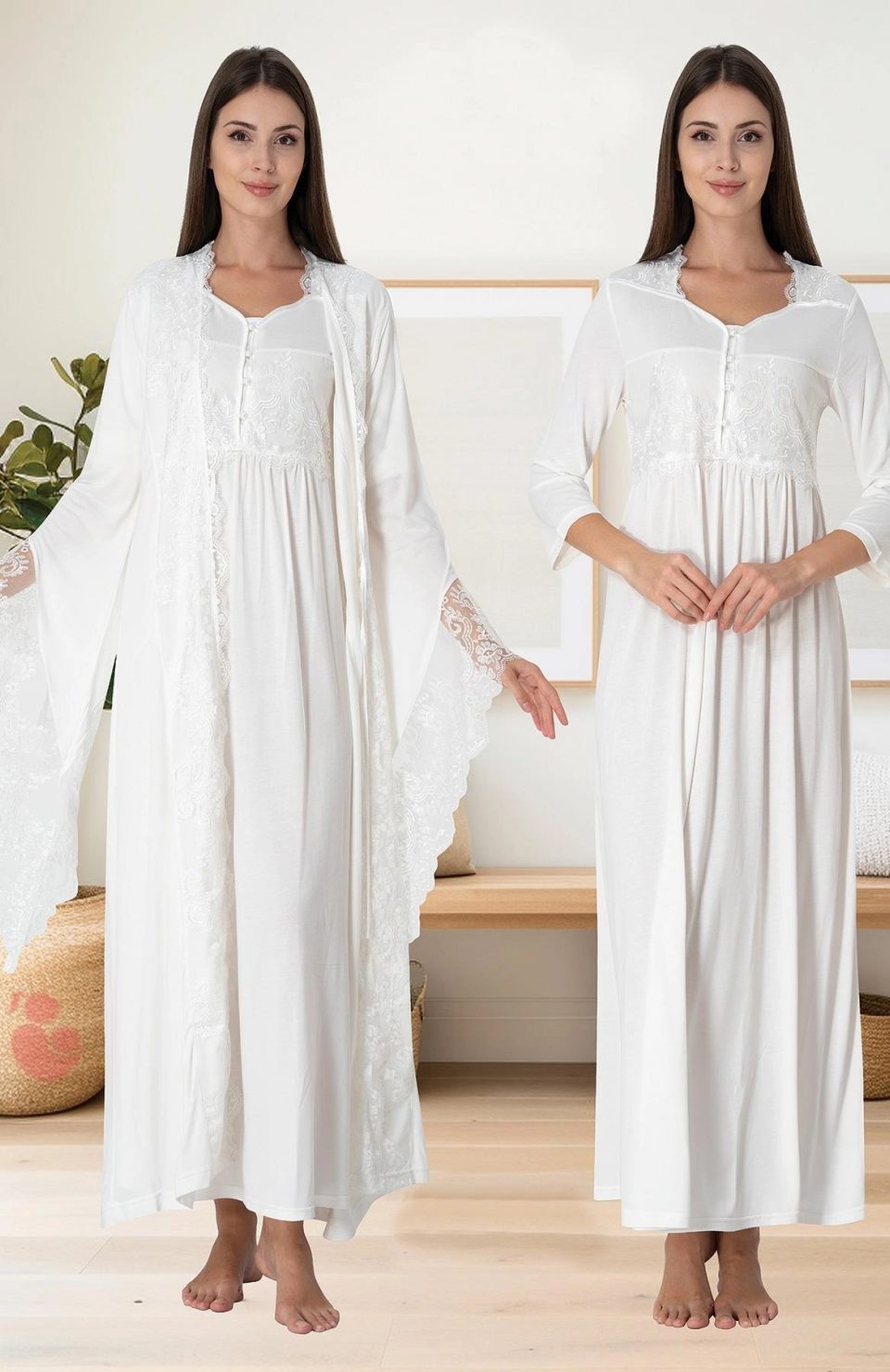 Effortt 3010  Sabahlıklı Lohusa Gecelik Takımı