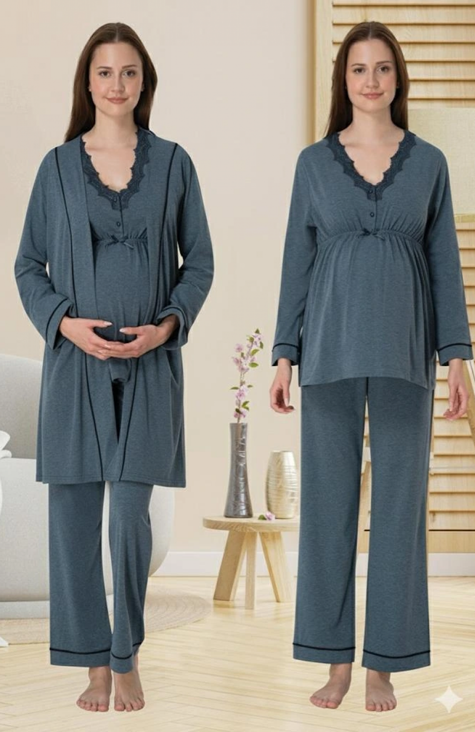 Effortt 3054 Sabahlıklı Lohusa Pijama Takımı