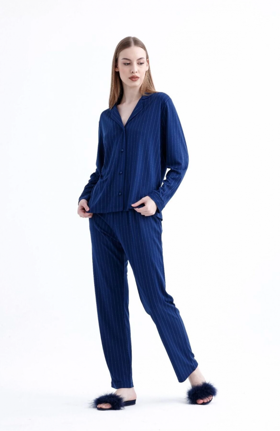 Espuar 775 Kadın Çizgili Penye Pijama Takımı