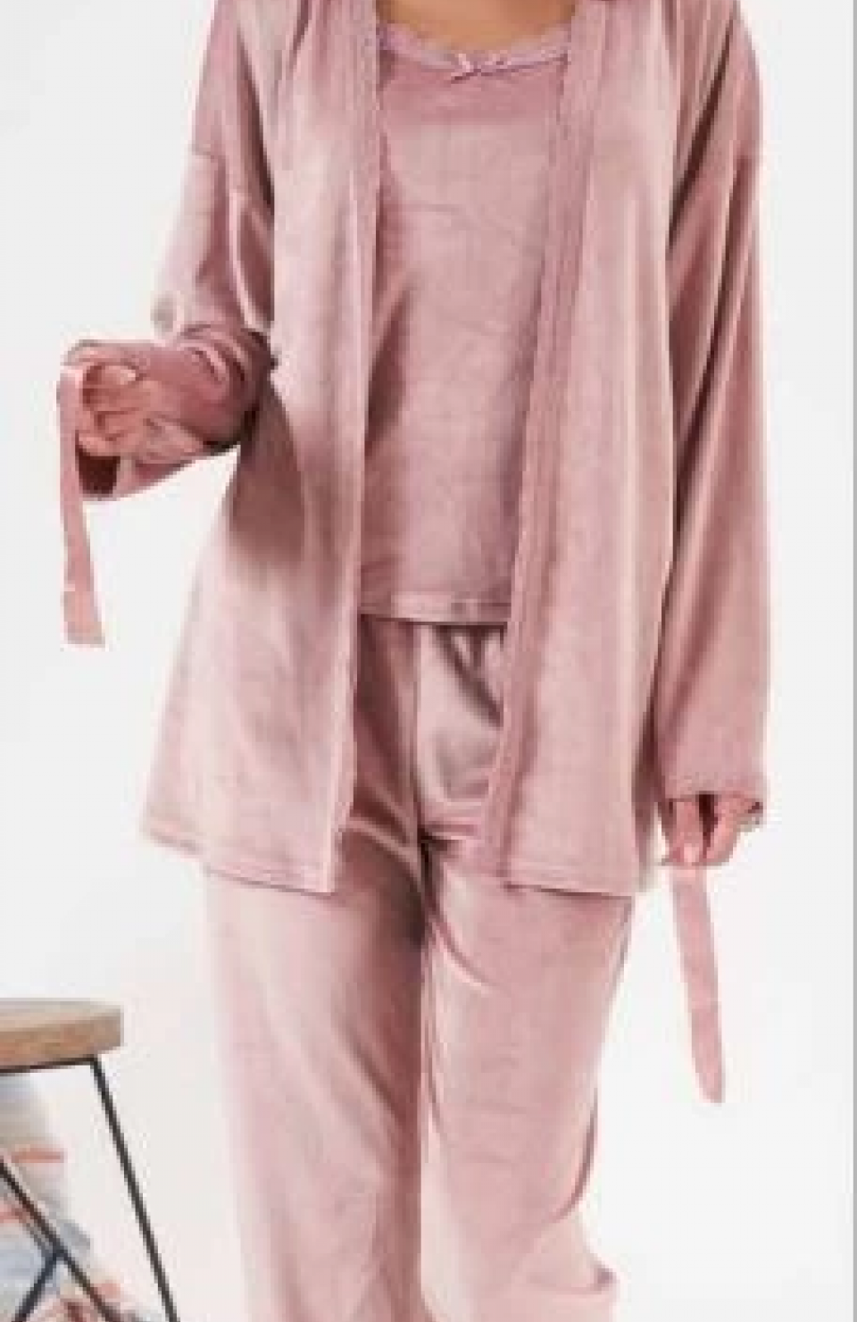 Estiva 24397 Bayan Kadife 3'lü Pijama Takım