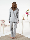 Estiva 25360 Gömlek Yaka Çizgili Kadife Pijama Takımı