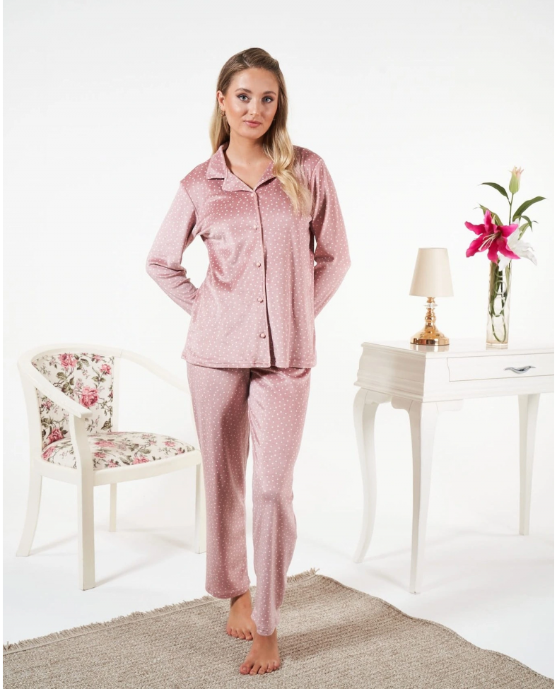 Estiva 25361 Gömlek Yaka Kadife Pijama Takımı
