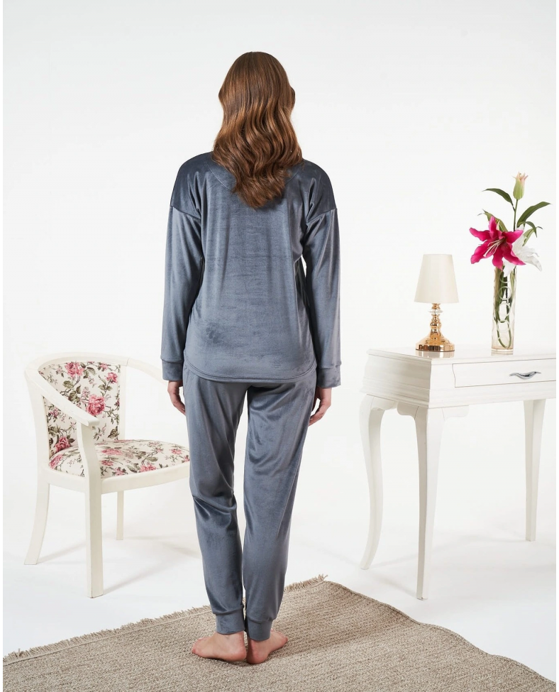 Estiva 25381 Uzun Kol Kadife Pijama Takımı