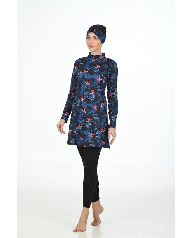 Fantasy 3315  Bayan Yaprak Desenli Tesettür Mayo