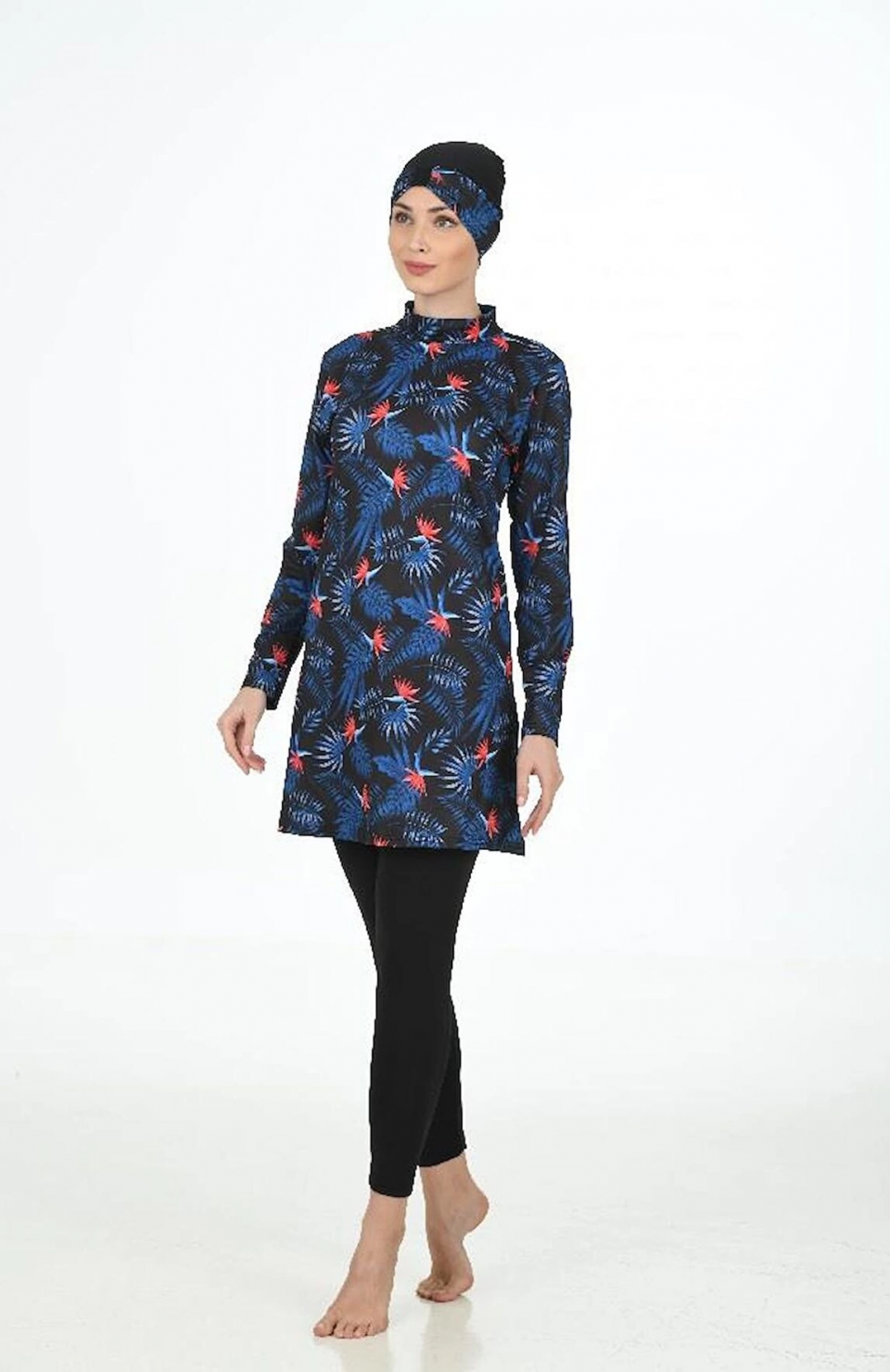 Fantasy 3315  Bayan Yaprak Desenli Tesettür Mayo