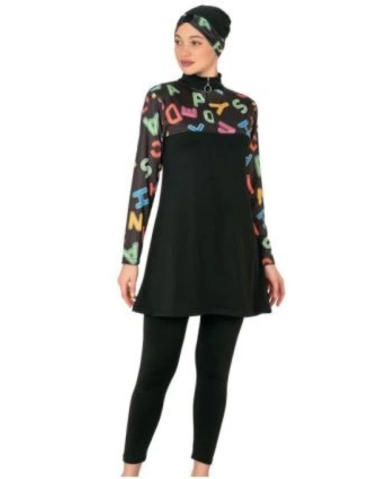 Fantasy 3407  Bayan Desenli Tesettür Mayo