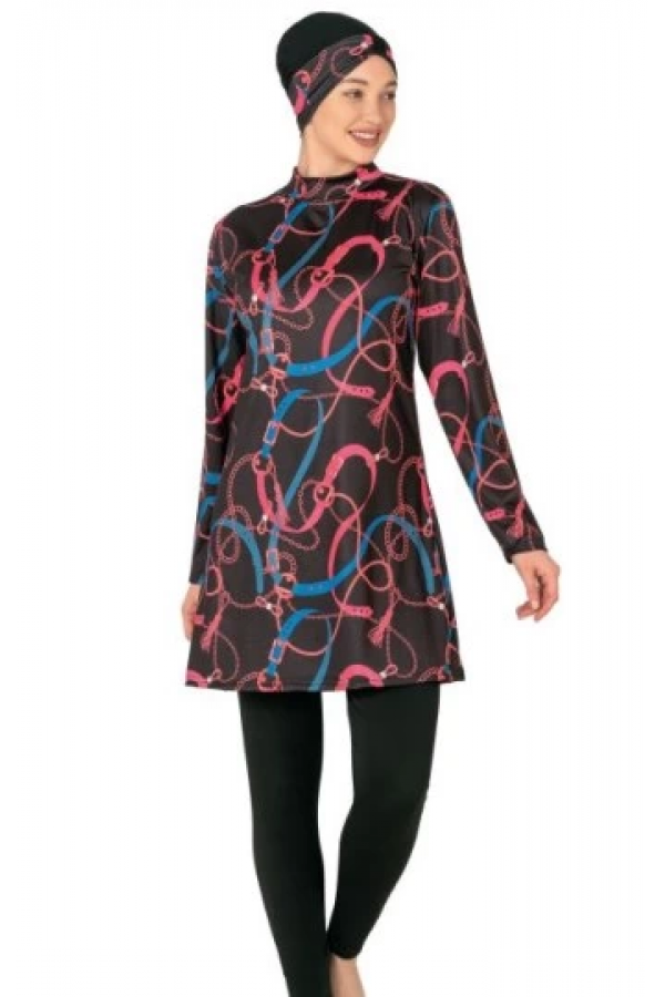 Fantasy 3408  Bayan Desenli Tesettür Mayo