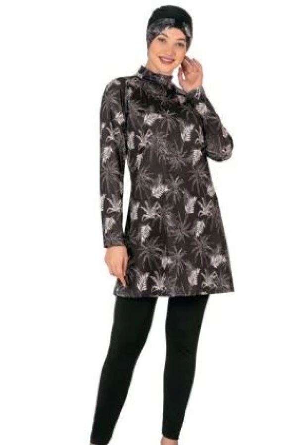 Fantasy 3417  Bayan Yaprak Desenli Tesettür Mayo