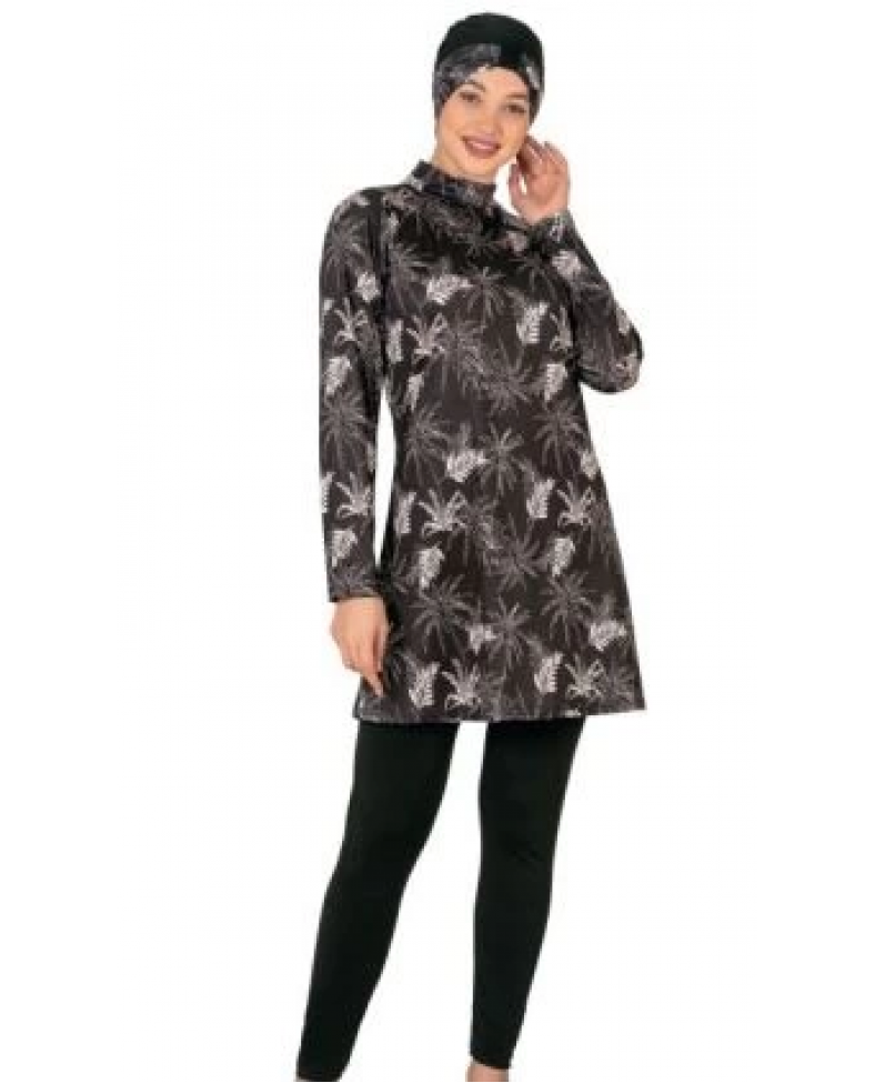 Fantasy 3417  Bayan Yaprak Desenli Tesettür Mayo