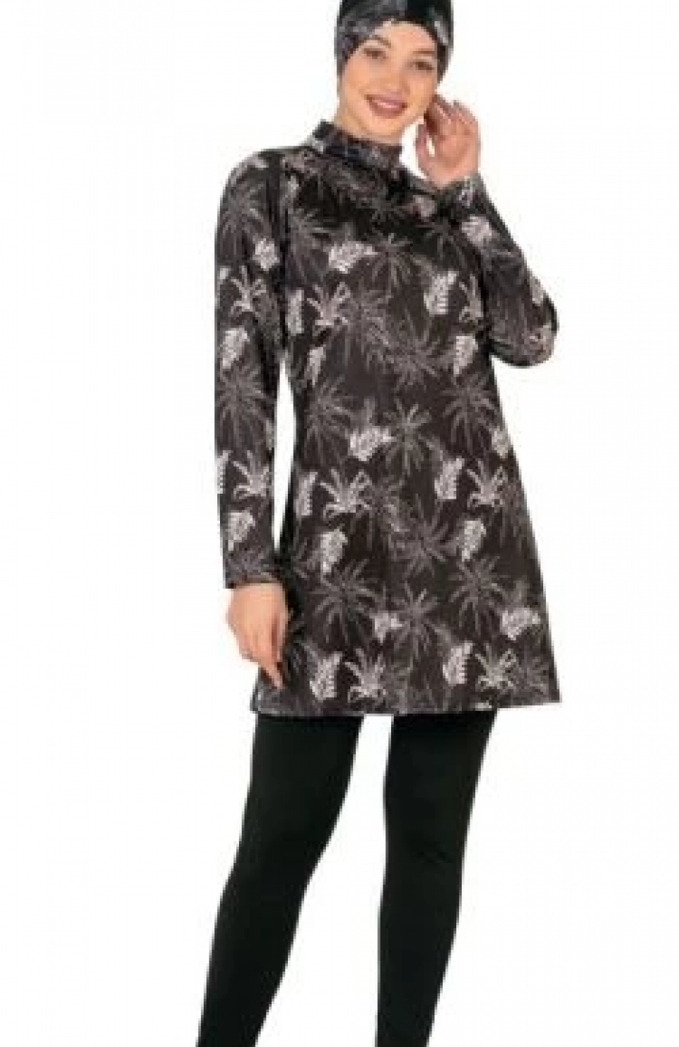 Fantasy 3417  Bayan Yaprak Desenli Tesettür Mayo