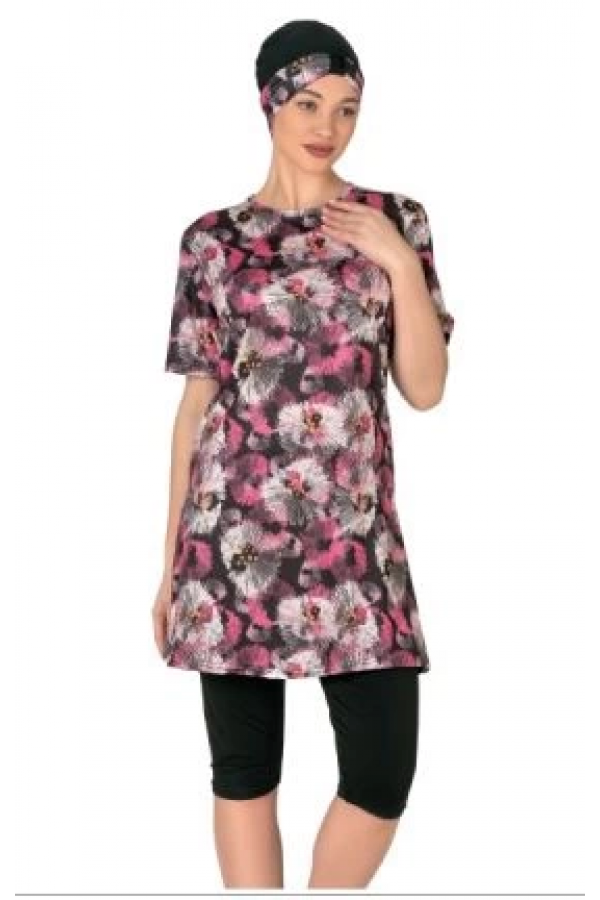 Fantasy 3449 Bayan Desenli Yarı Tesettür Mayo