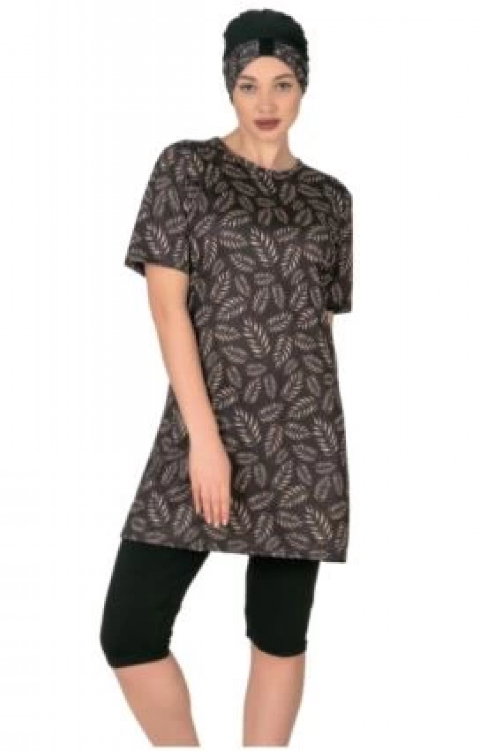 Fantasy 3454 Bayan Yaprak  Desenli Yarı Tesettür Mayo