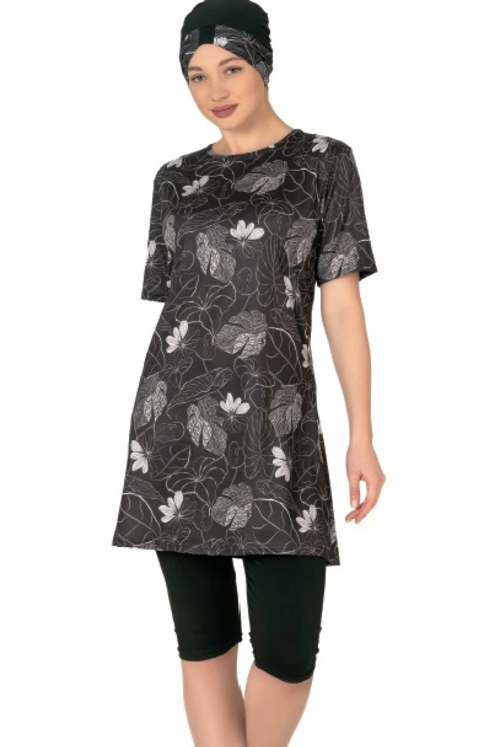 Fantasy 3455 Bayan Yaprak  Desenli Yarı Tesettür Mayo