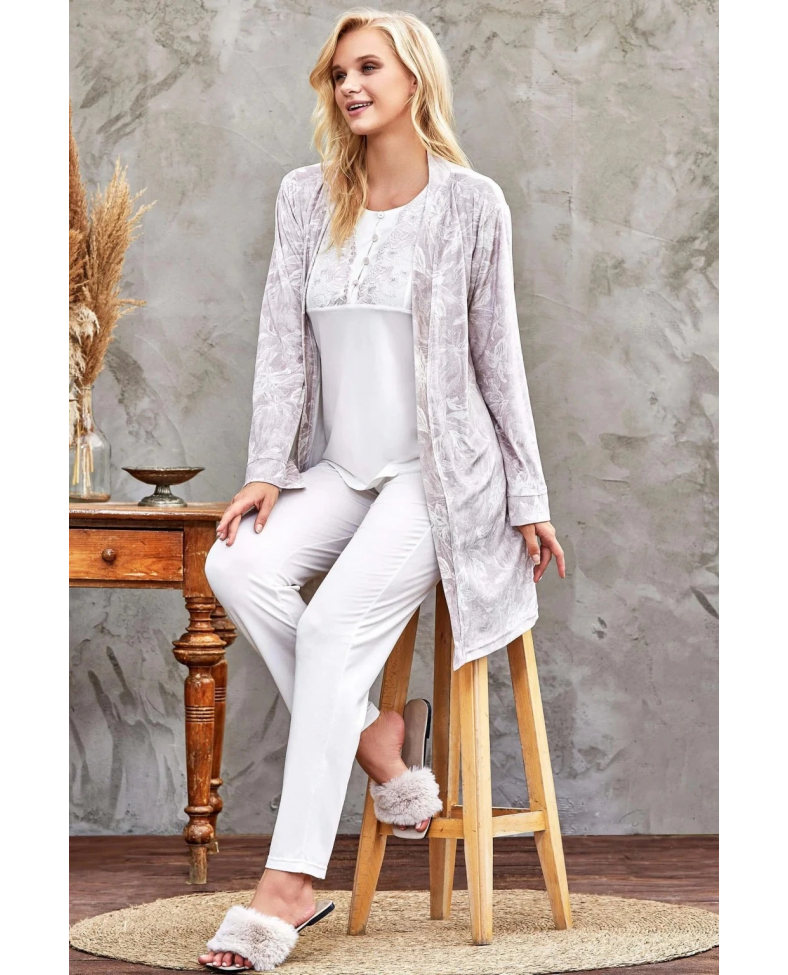 Flz 31-104 Bayan Kadife Sabahlık Pijama Takımı