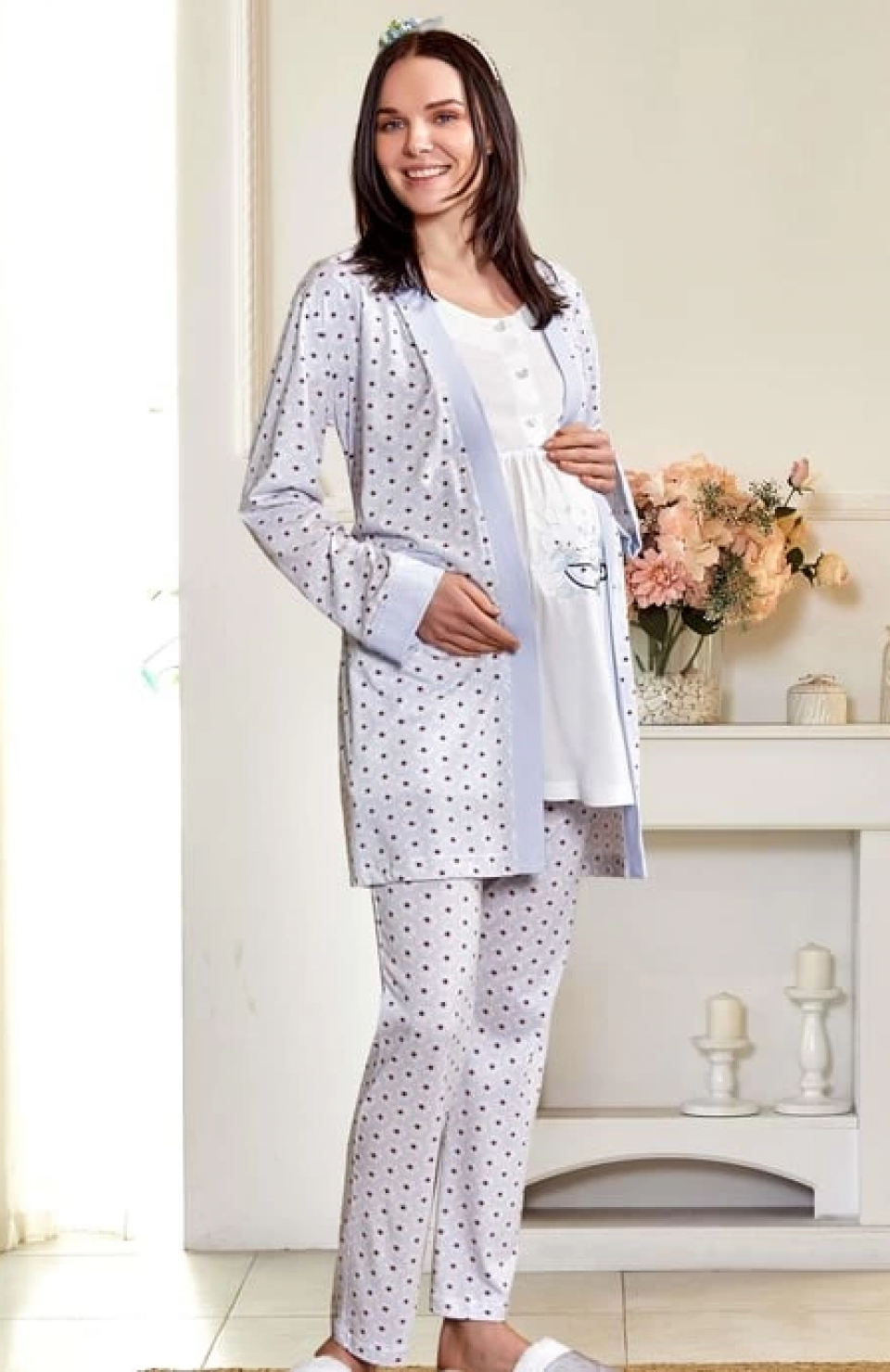 Flz 31-134  Bayan Sabahlıklı Lohusa Pijama Takımı