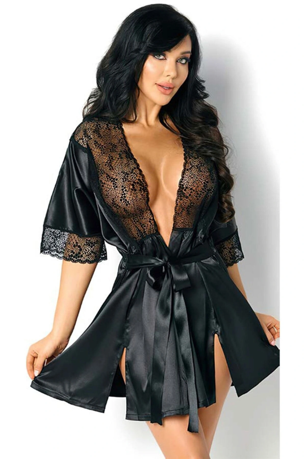 For Dreams 8357 Dantel Tül Detaylı Sabahlık