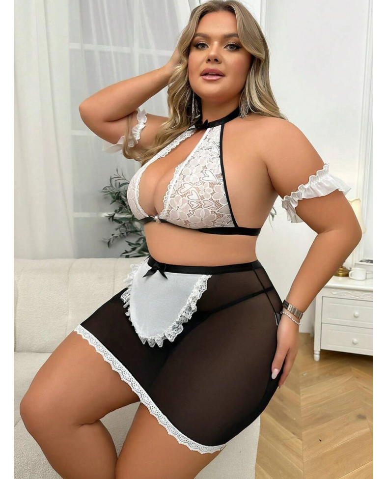 For Dreams 8489 Kadın Büyük Beden Hizmetçi Kostümü