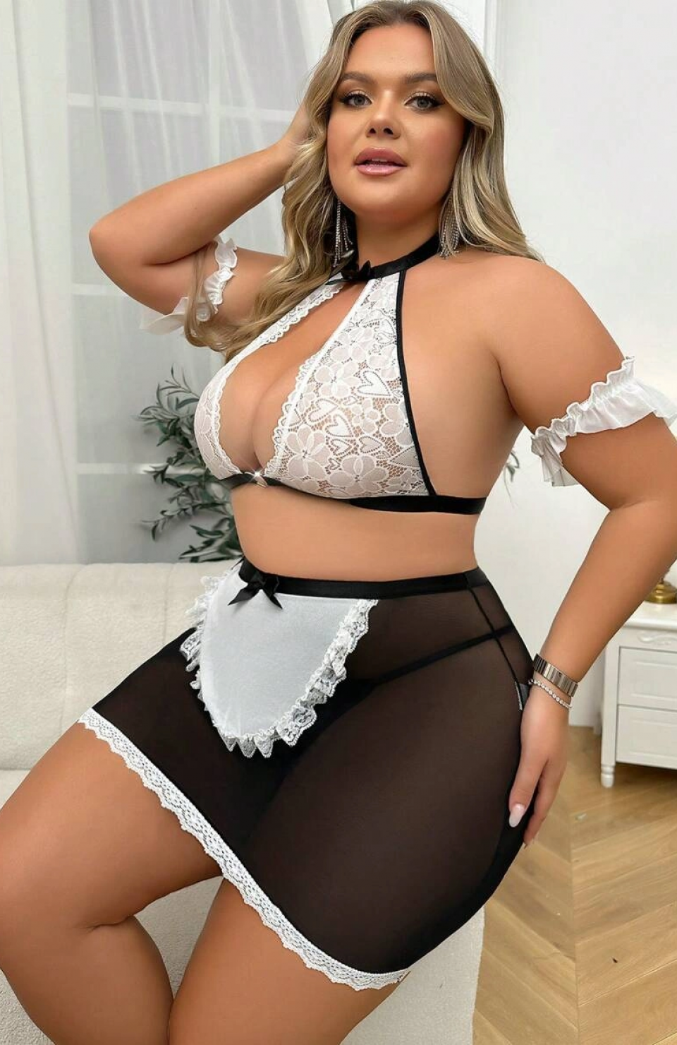 For Dreams 8489 Kadın Büyük Beden Hizmetçi Kostümü