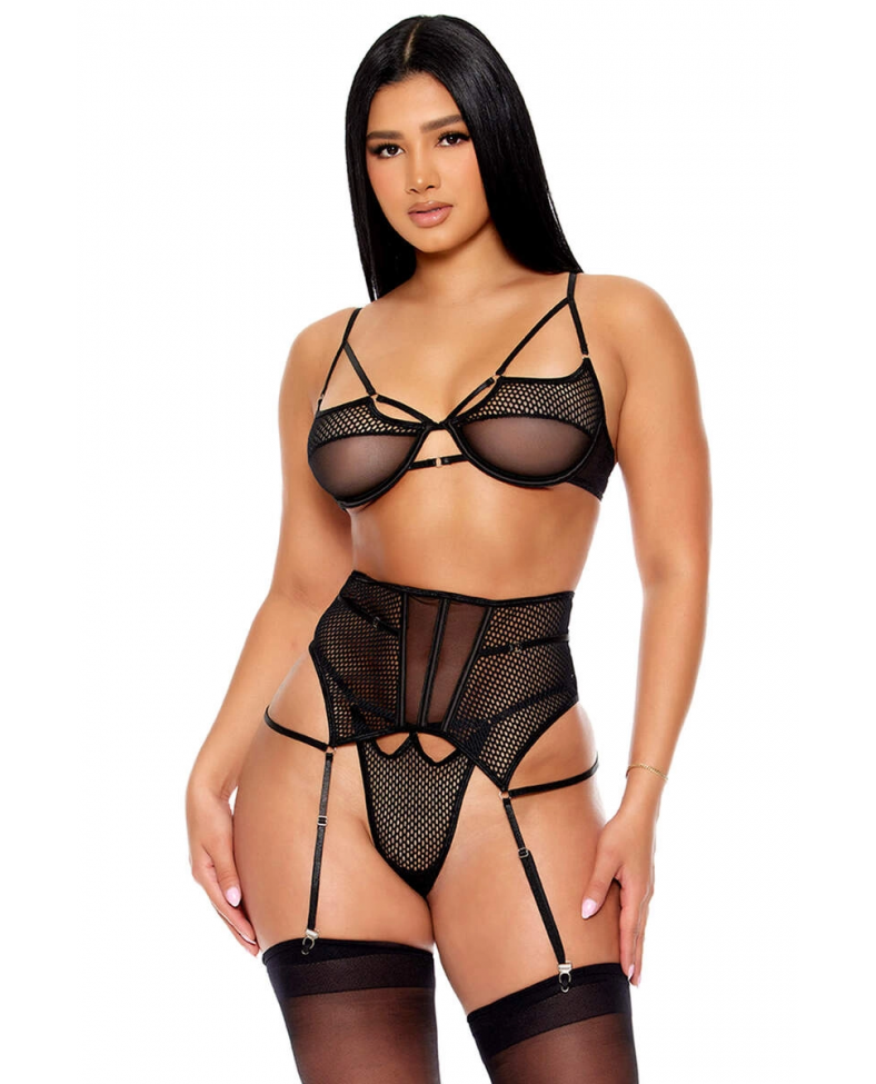 For Dreams 8610 File Tül Kadın Jartiyer Takım