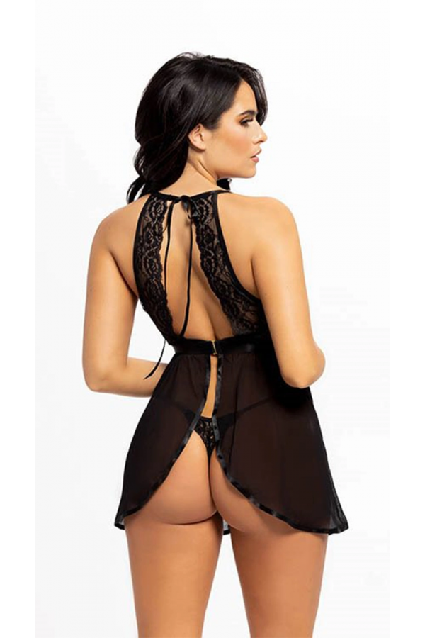 For Dreams 9107 Dantel Bağcıklı Ince Askılı Transparan Gecelik