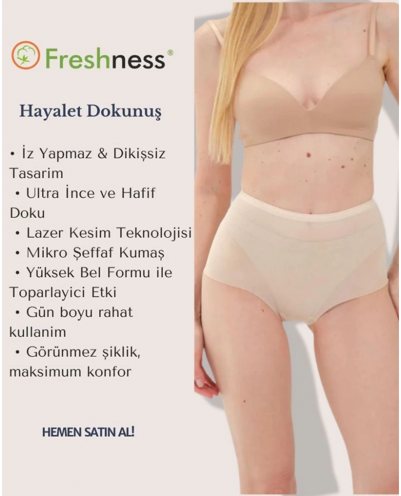 Freshness 0025 Lazer Kesim Tül Yüksek Bel Bato Korse
