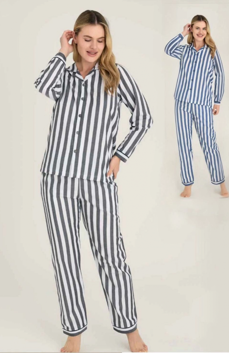 Freshness 4007 Kadın Uzun Kol Çizgili Gaffuriye Pijama Takımı
