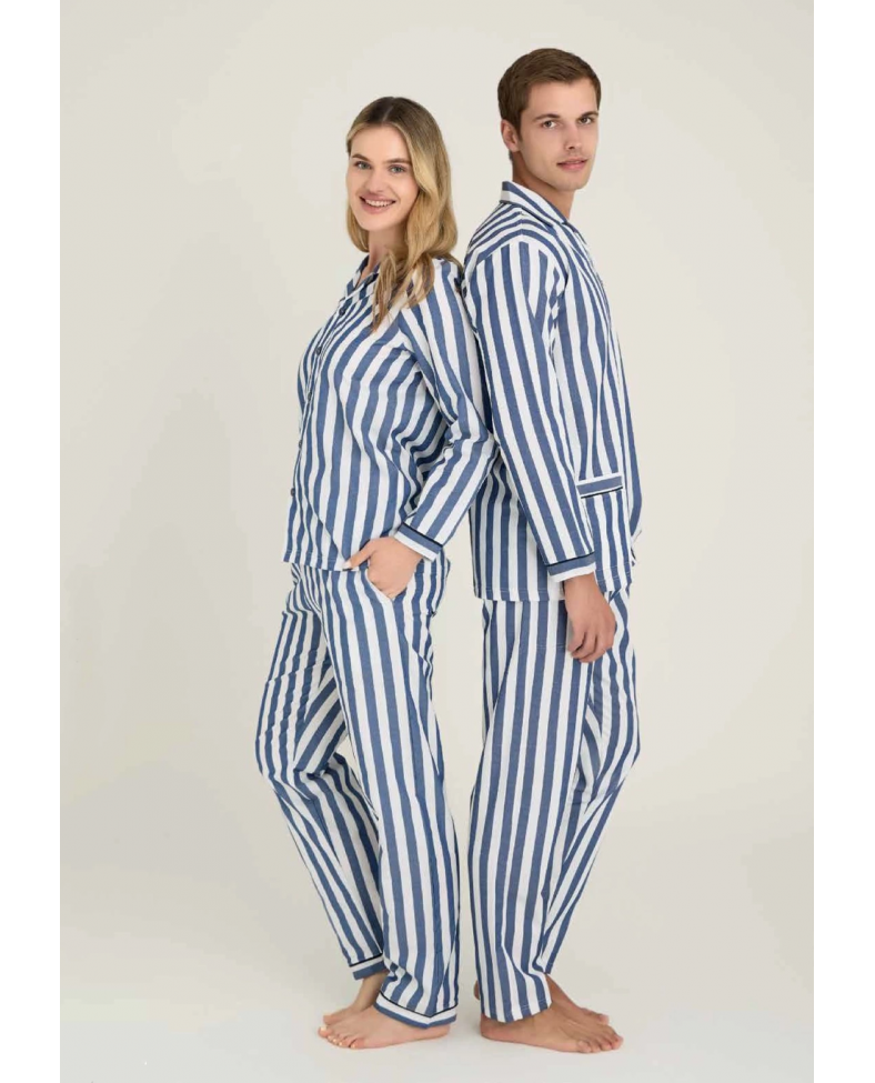 Freshness 4007 Kadın Uzun Kol Çizgili Gaffuriye Pijama Takımı