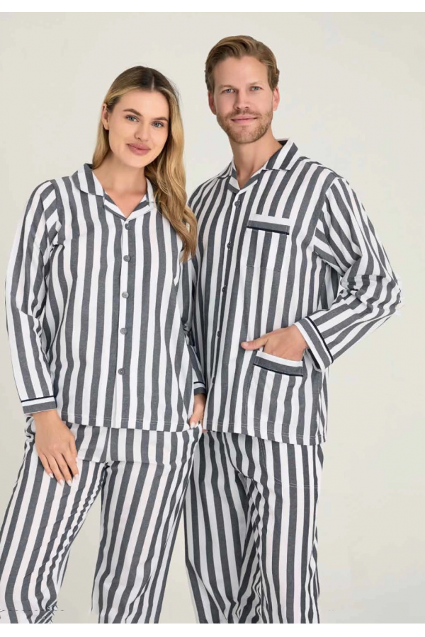 Freshness 4007 Kadın Uzun Kol Çizgili Gaffuriye Pijama Takımı