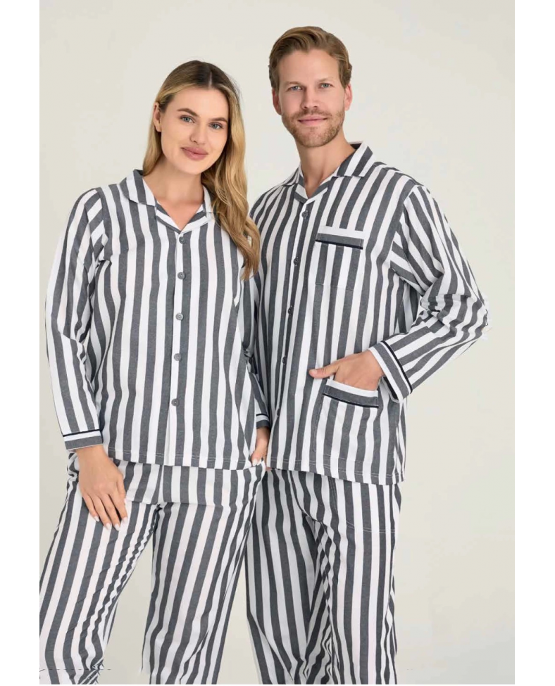 Freshness 4007 Kadın Uzun Kol Çizgili Gaffuriye Pijama Takımı