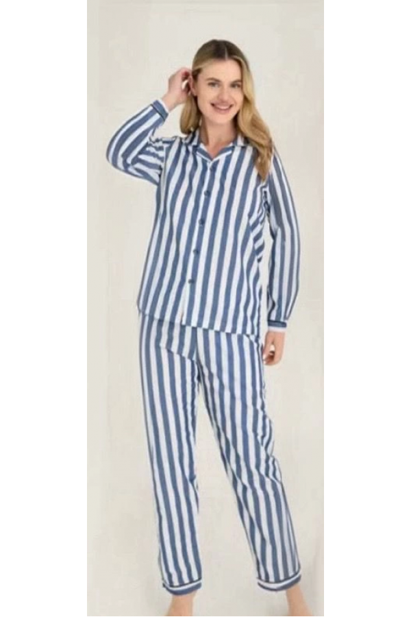 Freshness 4007 Kadın Uzun Kol Çizgili Gaffuriye Pijama Takımı