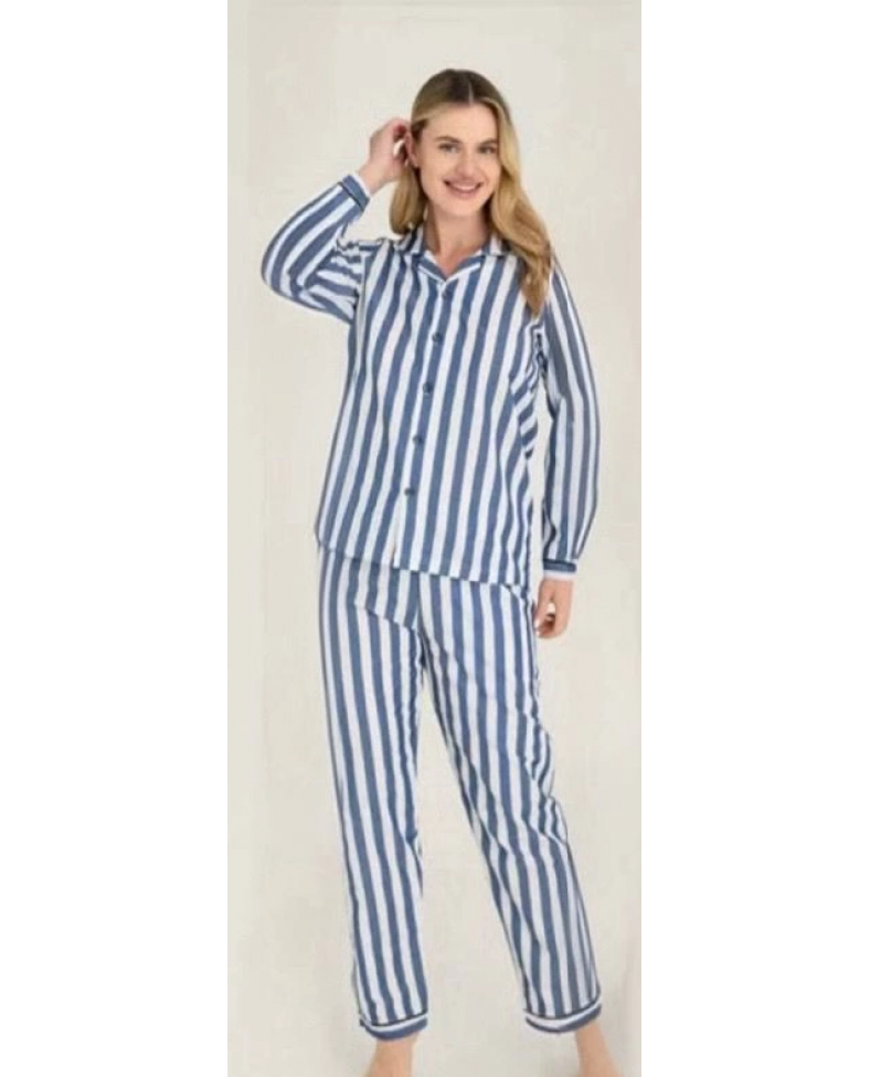 Freshness 4007 Kadın Uzun Kol Çizgili Gaffuriye Pijama Takımı