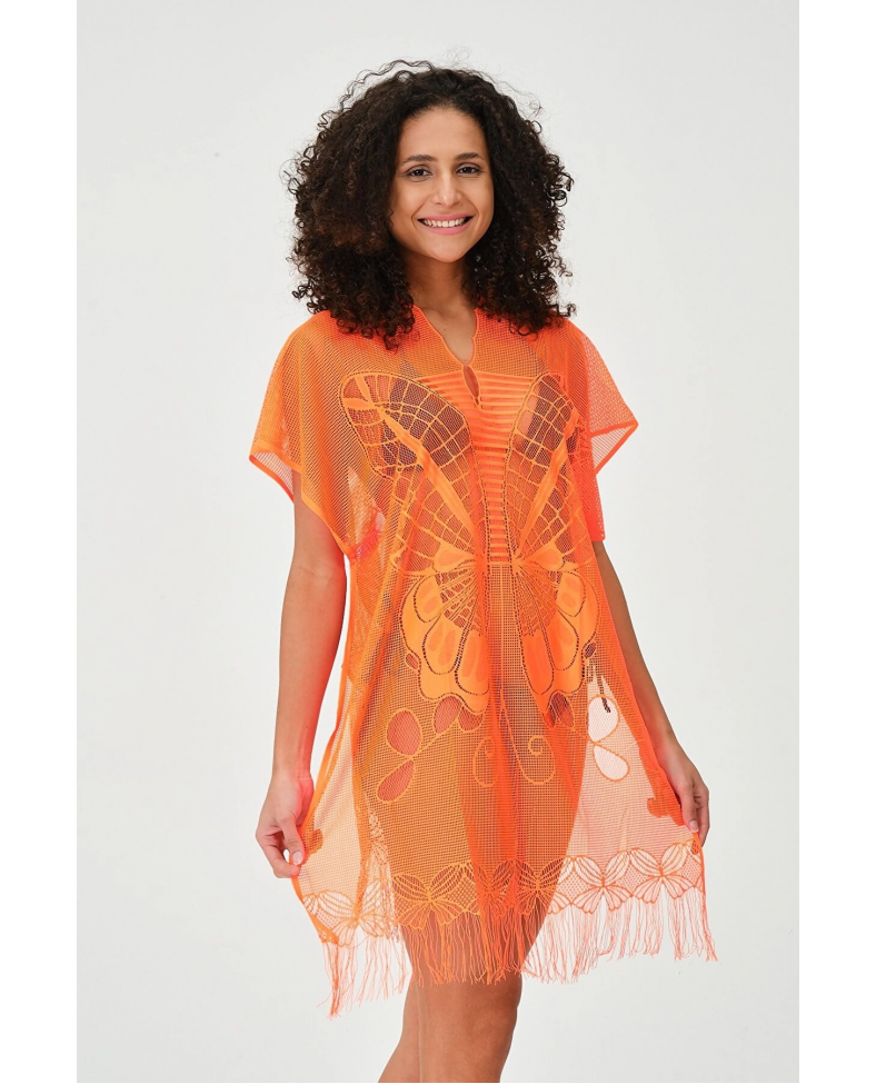 Freshness Kadın Dantelli Kelebek Desen Ve Düz Püsküllü File Pareo Somersan Giyim | Kadın, Erkek ve Çocuk Moda