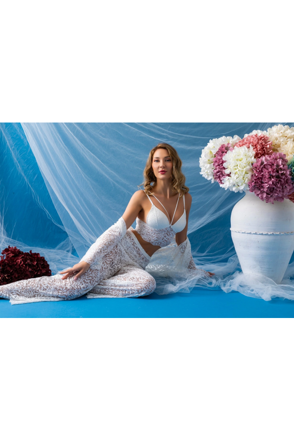 Gallipoli 32334 Kadın Danteelli Sabahlık Bralet, Pantolon Takım