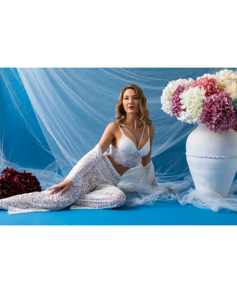 Gallipoli 32334 Kadın Danteelli Sabahlık Bralet, Pantolon Takım