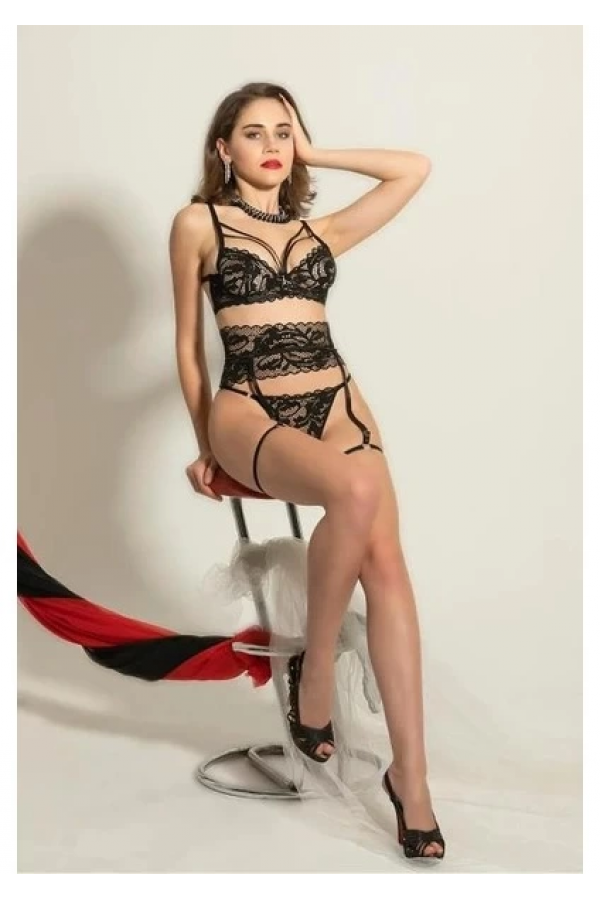 Gallipoli 6222 Fantezi Sütyen Jartiyer String Takım