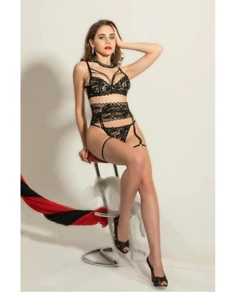 Gallipoli 6222 Fantezi Sütyen Jartiyer String Takım