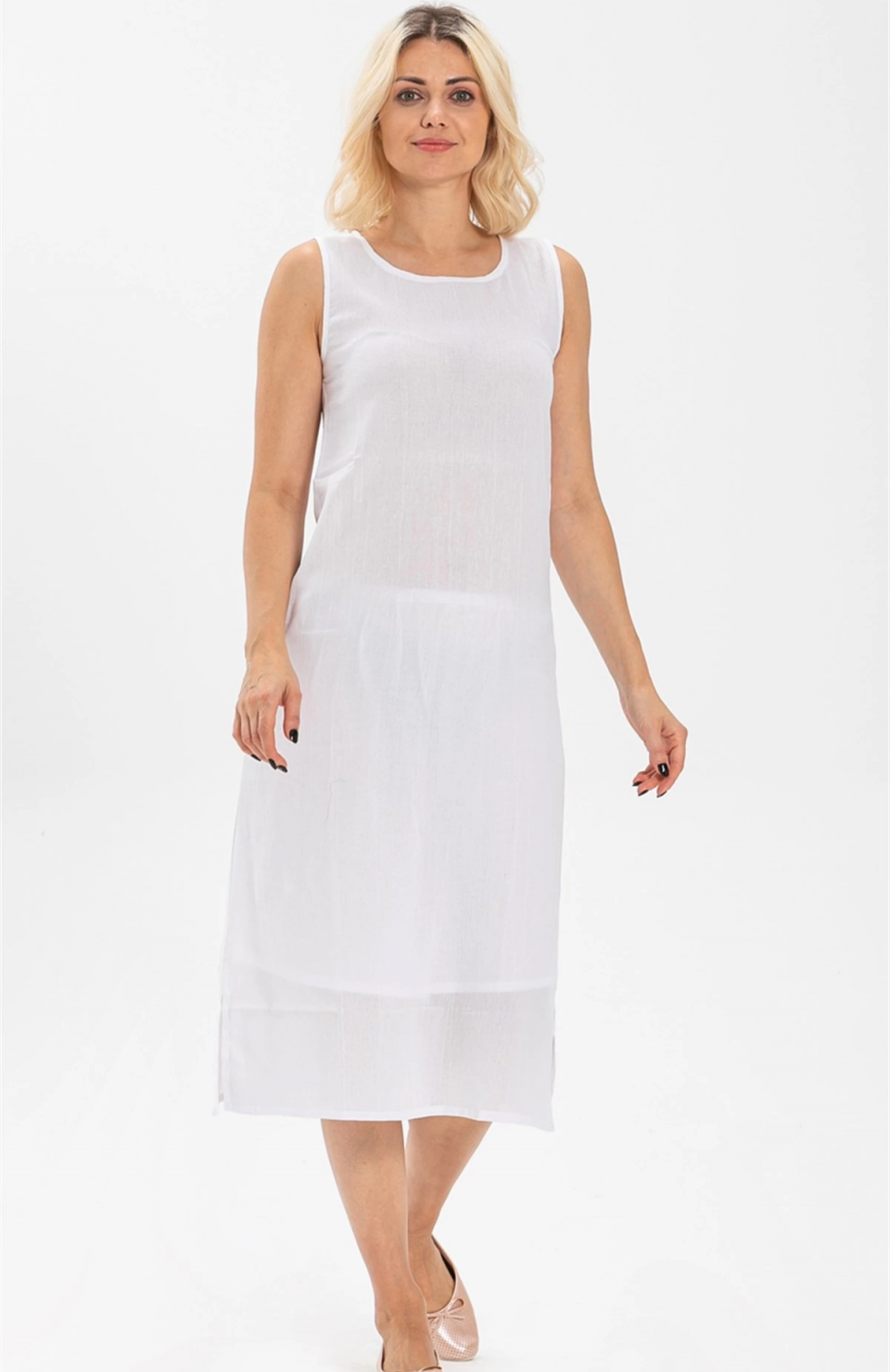 Imer 3164 Kalın Askı Uzun Viskon Elbise Kombinezon