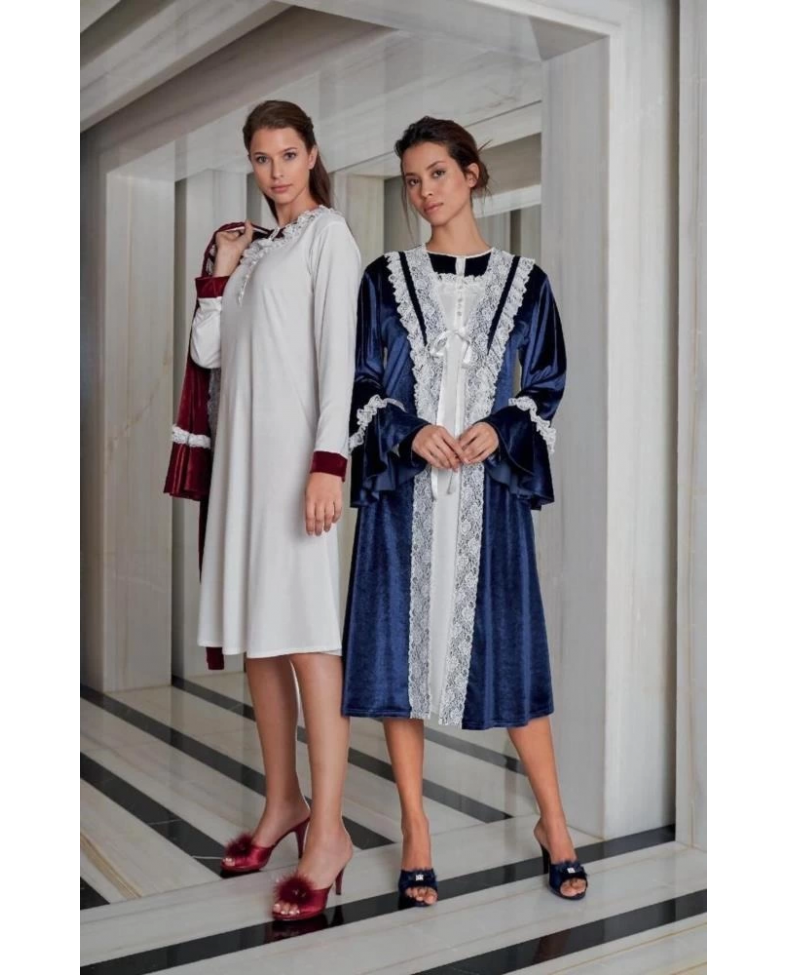 Jar Pierre 228 Kadife Gecelik Sabahlık