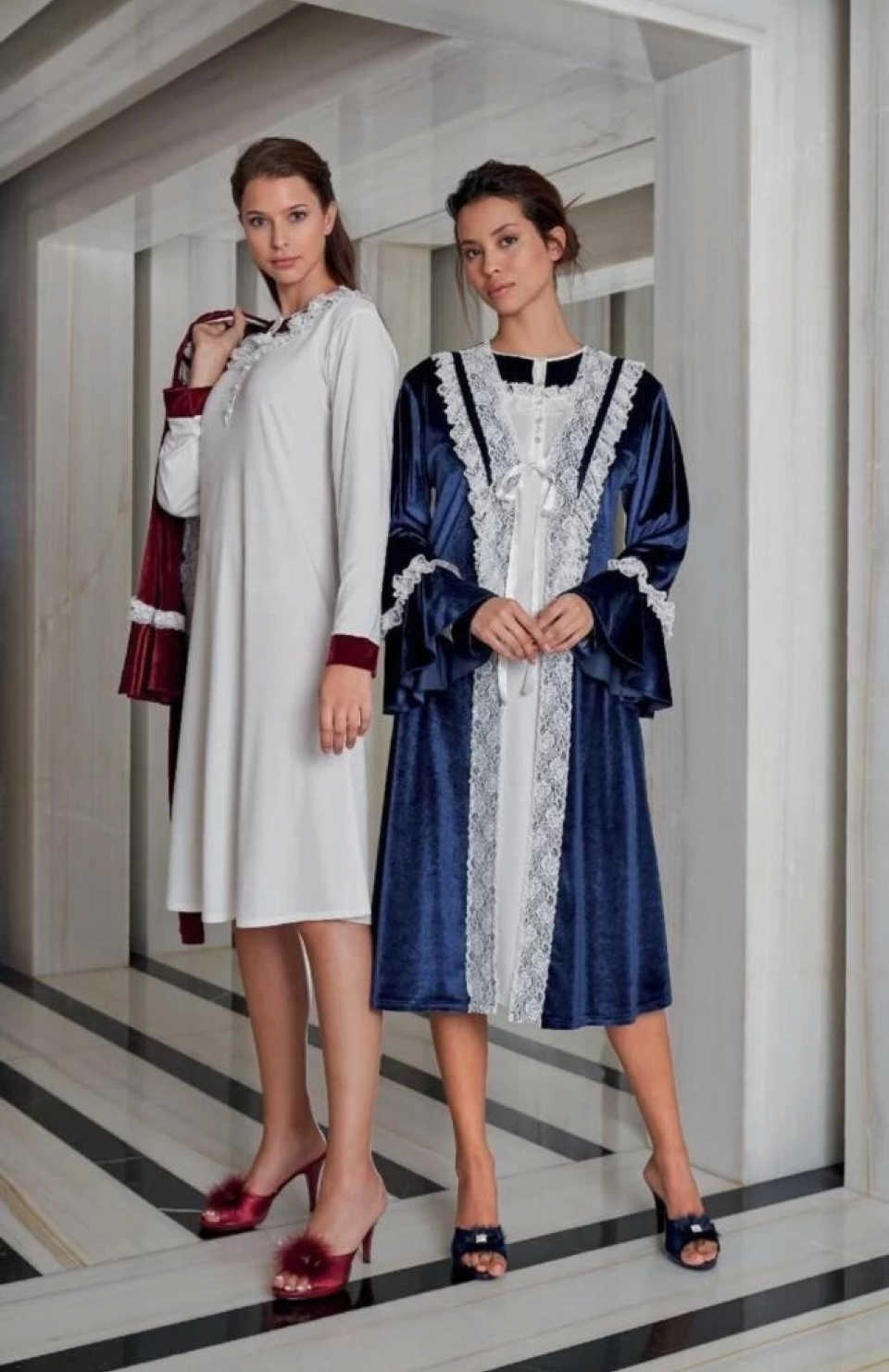 Jar Pierre 228 Kadife Gecelik Sabahlık