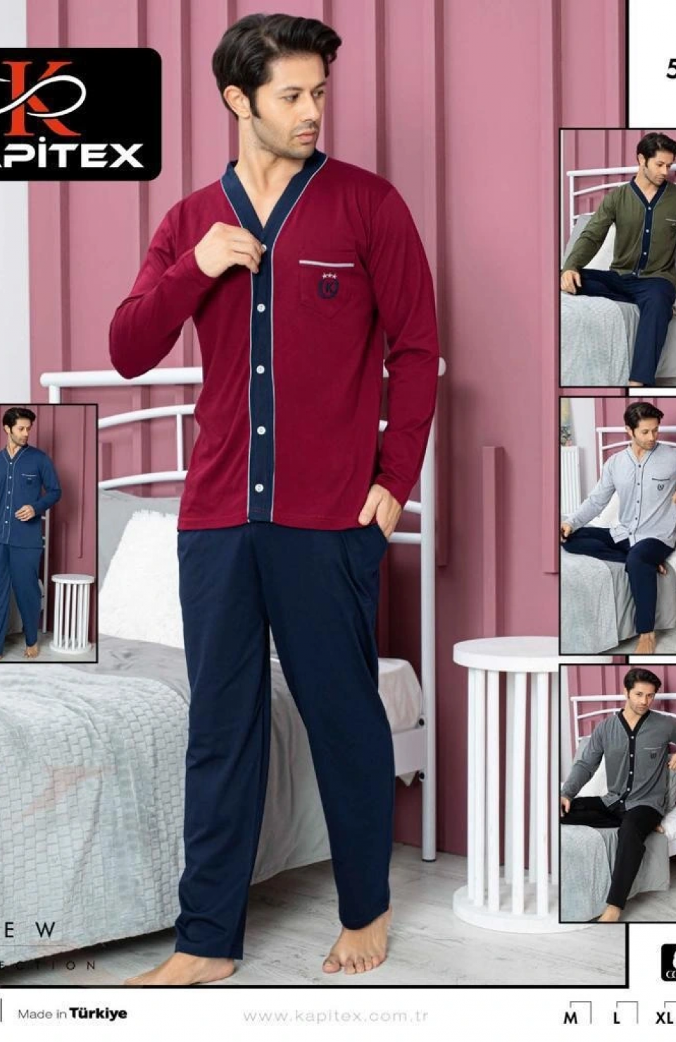 Kapitex 5818 Erkek Uzun Kol Patlı Pijama Takımı
